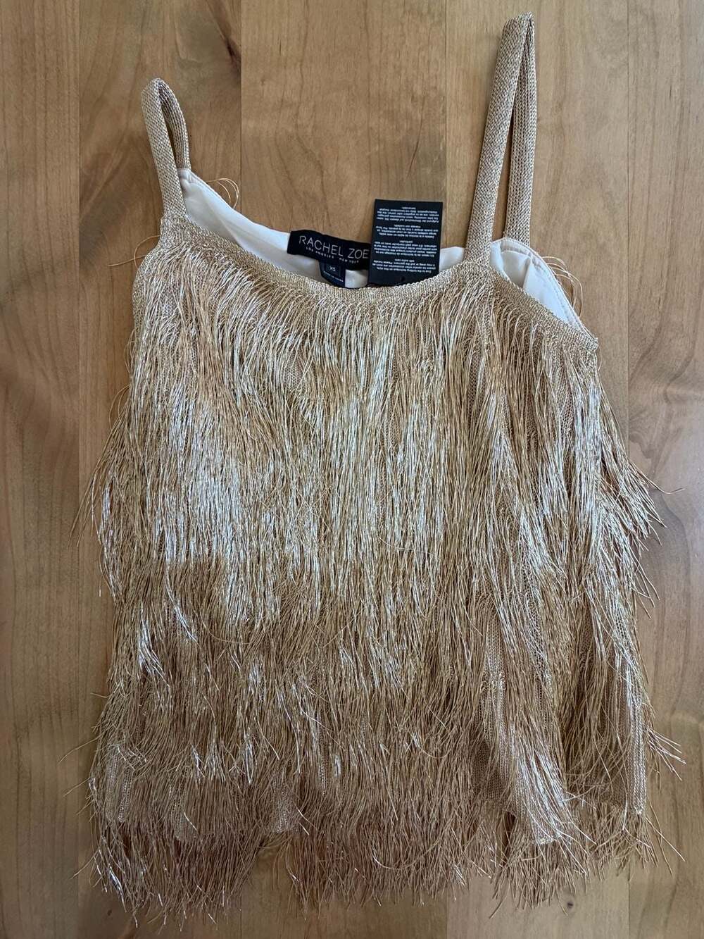 Rachel Zoe Wick Metallic Fringe Tank Top Size XS